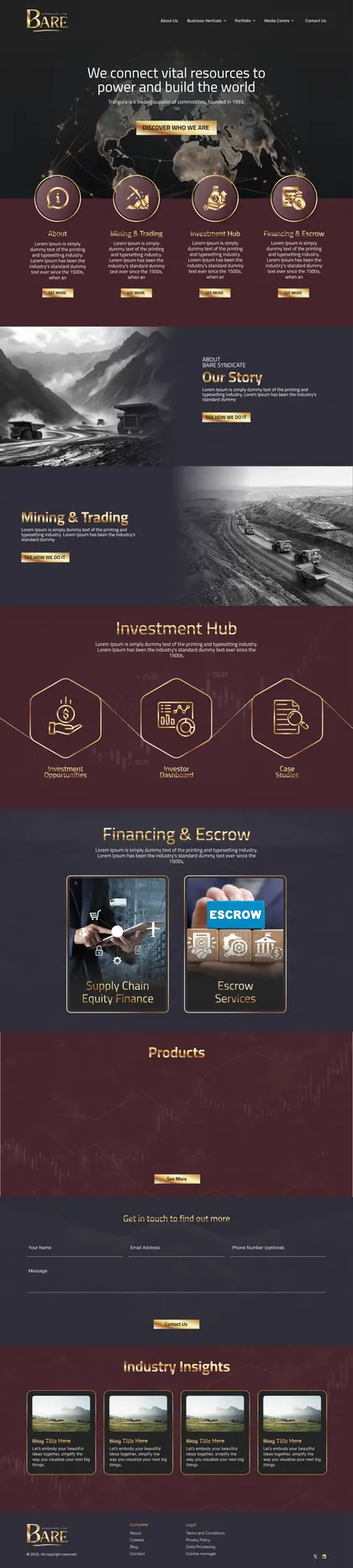 Bare Syndicate homepage, full length
